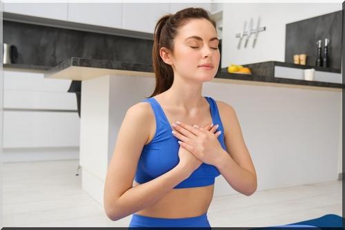Diaphragmatic breathing exercise for asthma - slow inspiration through nose, expiration through pursed lips