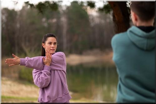 Tai Chi practice for asthma - slow movements and deep breathing to gently strengthen lungs