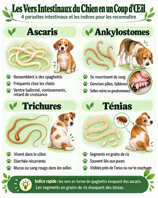 types de vers intestinaux chez le chien